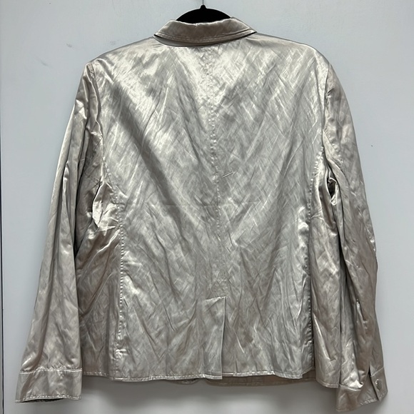 NWT Chico’s Utility Metallic Long Sleeve Jacket - Glistening Gray - Picture 2 of 5
